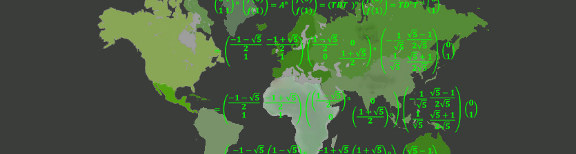 Grüne Weltkarte mit mathematischen Brüchen
