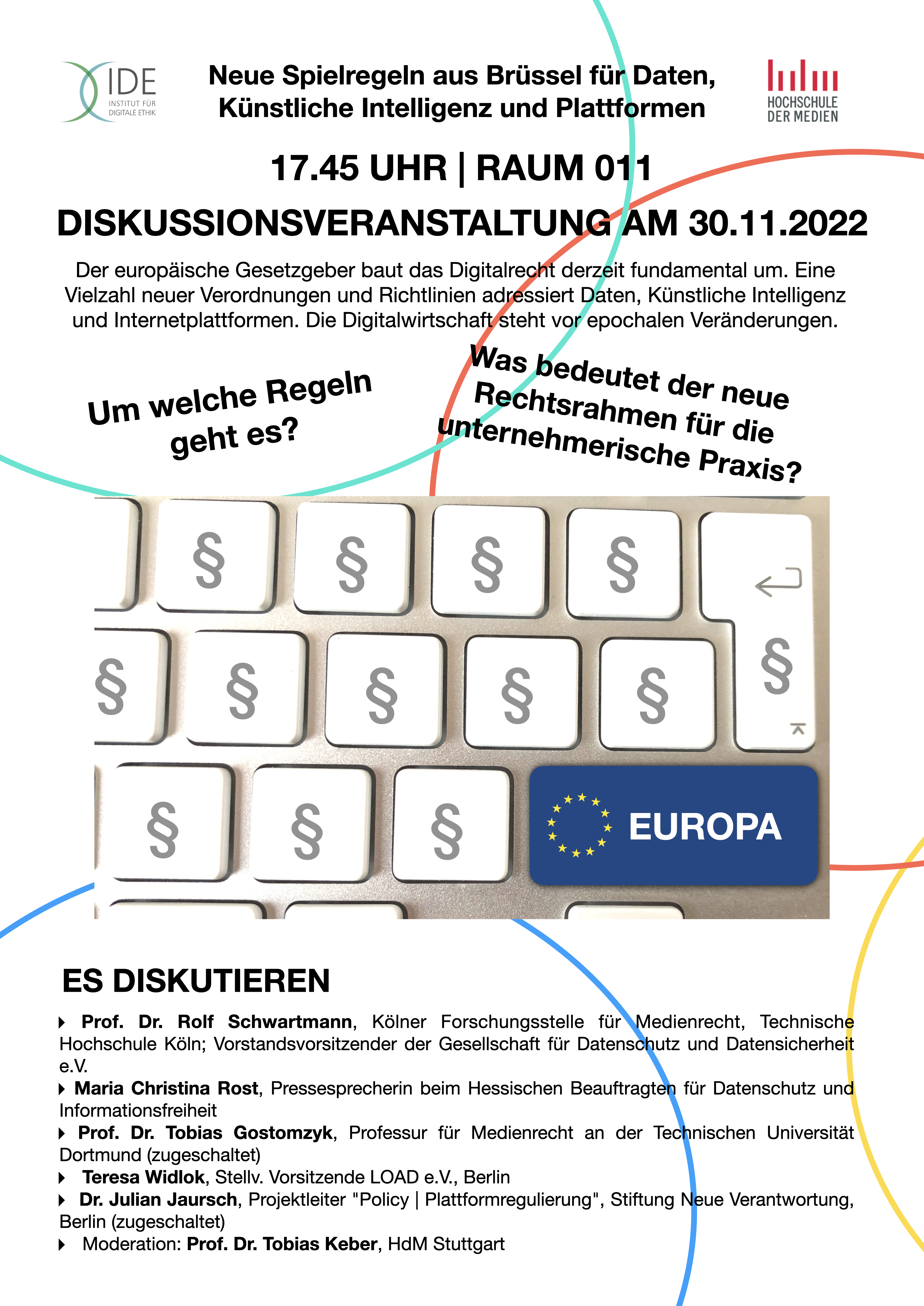 Flyer der Veranstaltung Siebzehnfünfundvierzig - Neue Spielregeln aus Brüssel für Daten, Künstliche Intelligenz und Plattformen