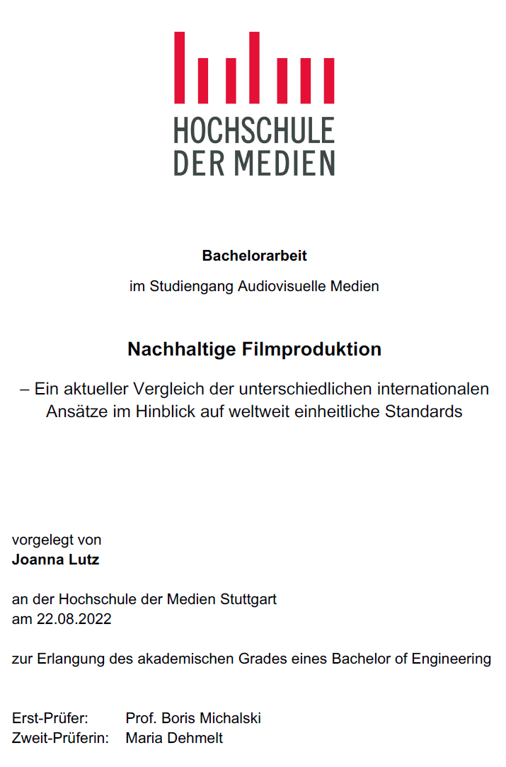 Cover der Publikation Nachhaltige Filmproduktion