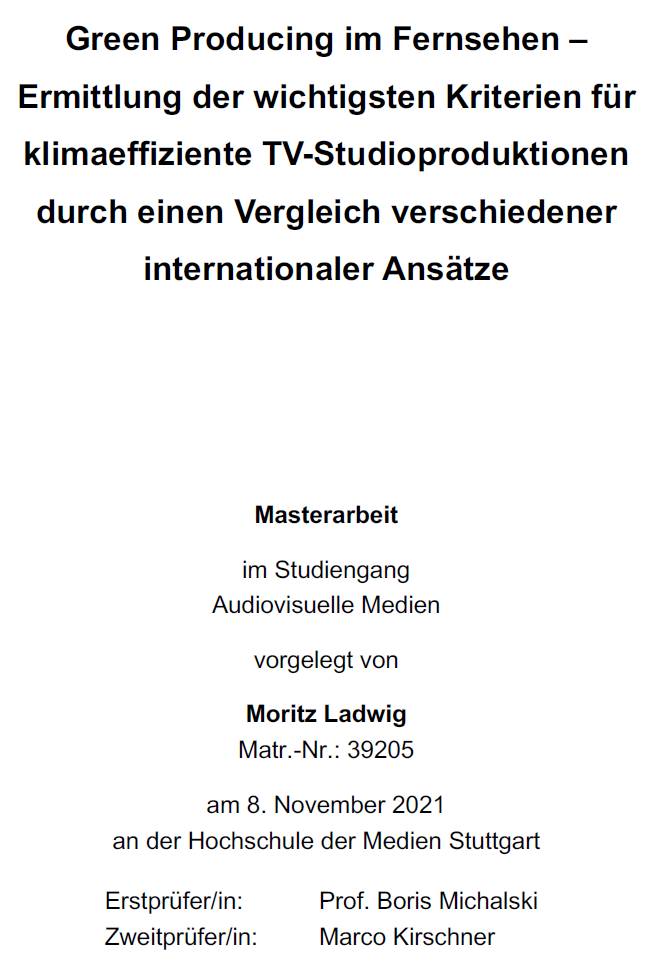 Cover der Publikation Green Producing im Fernsehen