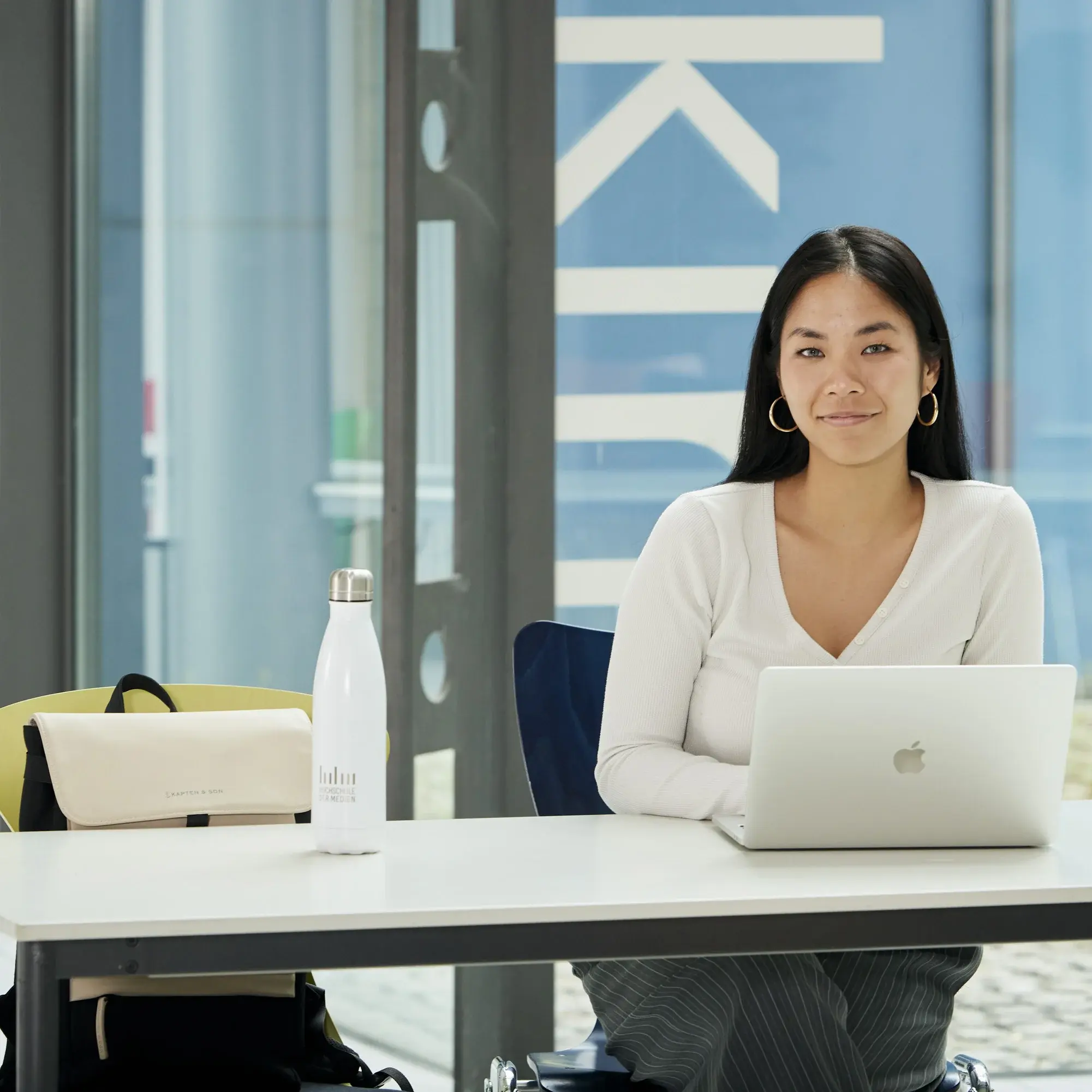 A student working at the learning bar.