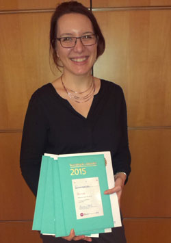 MP-Alumna Julia Marquart nach der Verleihung der Buchmarkt Awards 2015