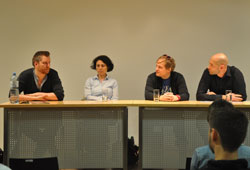 Auf dem Podium (v. l.): Jorghi Poll, Karoline Cvancara, Kai Jelinek und Hannes Lerchbacher