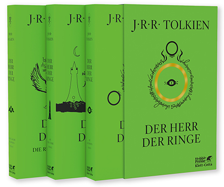 Tolkiens "Der Herr der Ringe". Die Herstellungsabteilung bei Klett-Cotta erklärt den Studierenden hieran die Thematik der Goldprägung. Bildquelle: Klett-Cotta Website, 2025