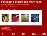 Website des Master-Studiengang "Packaging Design and Marketing"