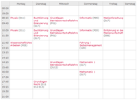 Wochenansicht Ihres Stundenplans