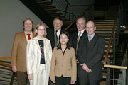 Prof. Dr. Wolfgang Faigle, Gesa Krauss, Dr. Hartmut Sandig, Li Gu, Prof. Dr. Uwe Schlegel, Prof. Dr. Joachim Niemeier (v.l.) (Foto: Michael Vitz/HdM Stuttgart)