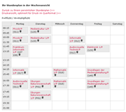 Der Stundenplan in der Wochenübersicht