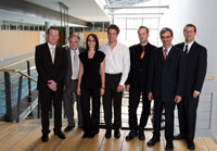 Jan Fees, Wolfgang Weidner, Claudia Mainka, Klaus Münster, Ulrich Müller, Dr. Erich Frank, Prof. Dr. Alexander W. Roos (v.l., Foto: HdM)