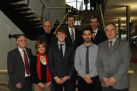 Prof. Dr. Michael Burmester, Rektor Prof. Dr. Alexander Roos, Erich Frank, Wolfgang Weidner, Franziska Schätzlein, Stefan Wilke, Simon Illichmann, Helmut Schäfer (von links, Foto: Jens Kohlhoff)