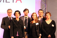 LFK-Präsident Thomas Langheinrich, Prof. Dr. Petra Grimm, Preisträger Tobias Eberwein, Laudatorin Anke Rokowski, Journalist Gert Scobel und Laudatorin Caren Braun