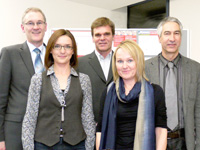 Die Gesichter des Gründerzentrums: Prof. Dr. Heinrich Witting, Magdalena Weinle, Dr. Hartmut Rösch, Susanne Menzel und Veit Rambacher (von links)