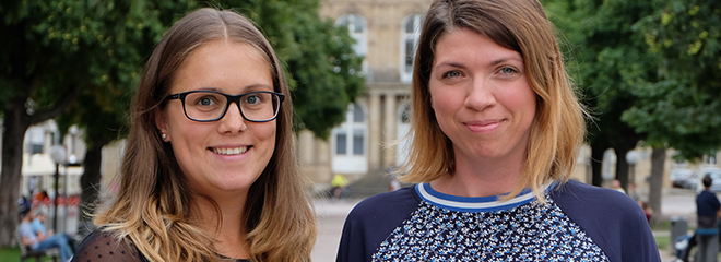 Die HdM-Alumnae Hanna Schäfer (li.) und Katrin Dietrich, Foto: Maren Wiesner Die HdM-Alumnae Hanna Schäfer (li.) und Katrin Dietrich, Foto: Maren Wiesner