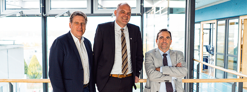 Die Prorektoren der HdM: Prof. Dr. Mathias Hinkelmann, Prof. Dr. Nils Högsdal und Prof. Dr. Franco Rota (von links)