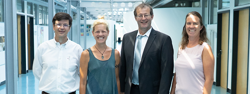 Prof. Dr. Andreas Koch, Prof. Tanya Kane-Parry, Prof. Dr. Alexander W. Roos und Martina Schumacher (von links), Foto: Jan Böttinger
