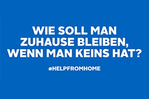 Der Slogan und das Hashtag der Crowdfunding-Kampagne #HelpfromHome. ©OneWarmWinter