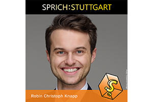 Co-Moderator Robin Knapp (Fotos: SPRICH:STUTTGART, HdM Stuttgart)