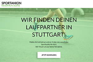 Die Startseite der Homepage von Sportanion. Der Name Sportanion setzt sich aus den Begriffen Sport und Companion zusammen. 