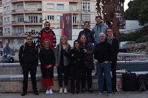 Ekrem Ulus, Firat Sasar (beide Ege University Izmir), Kathryn Cormican (National University of Ireland Galway), Jessica Beer (HdM), Özge Andiç-Çakır (Ege University Izmir), Manon van Leeuwen (EOLAS Spain), Patricia Wolf (Universitet Syddansk), Tom Hager, Christoph Kunz (beid HdM) und Andreas Wilhøft (Universitet Syddansk), Foto: Projektteam