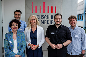 Prof. Dr. Oliver Zöllner, Prof. Dr. Petra Grimm, META-Preisträgerin Diana Deutschle mit den Laudatoren Yannik Schürrle und Vincent Brecht (von links)