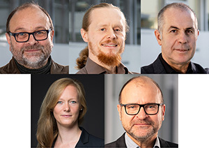 Prof. Burkhard Fritz, Prof. Dr. Stefan Radicke, Prof. Dr. Arno Hitzges (oben), Prof. Dr. Henrike Andersch und Prof. Boris Michalski (unten) - Zur Detailansicht