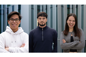 Die VS-Vorstandsmitglieder Kevin Vuong, Deniz Isik und Leonie Wagner (von links)