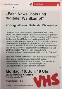 Das Plakat zum Vortrag. (Foto: Oliver Zöllner)