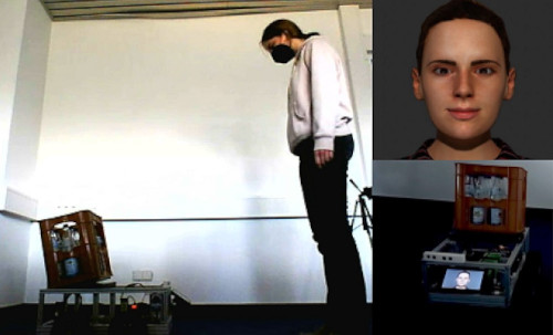 Ein Ausschnitt aus den situativen Videos mit dem animierten Menschengesicht rechts oben Ein Ausschnitt aus den situativen Videos mit dem animierten Menschengesicht rechts oben