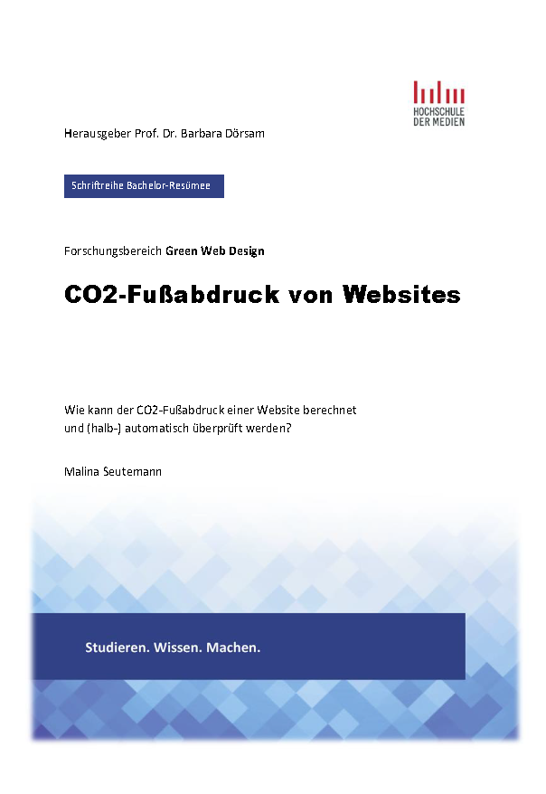 Cover der Publikation CO2-Abdruck von Webseiten