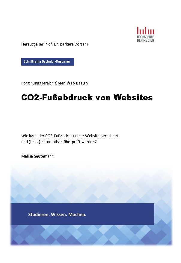 Cover der Publikation CO2-Abdruck von Webseiten Cover der Publikation CO2-Abdruck von Webseiten